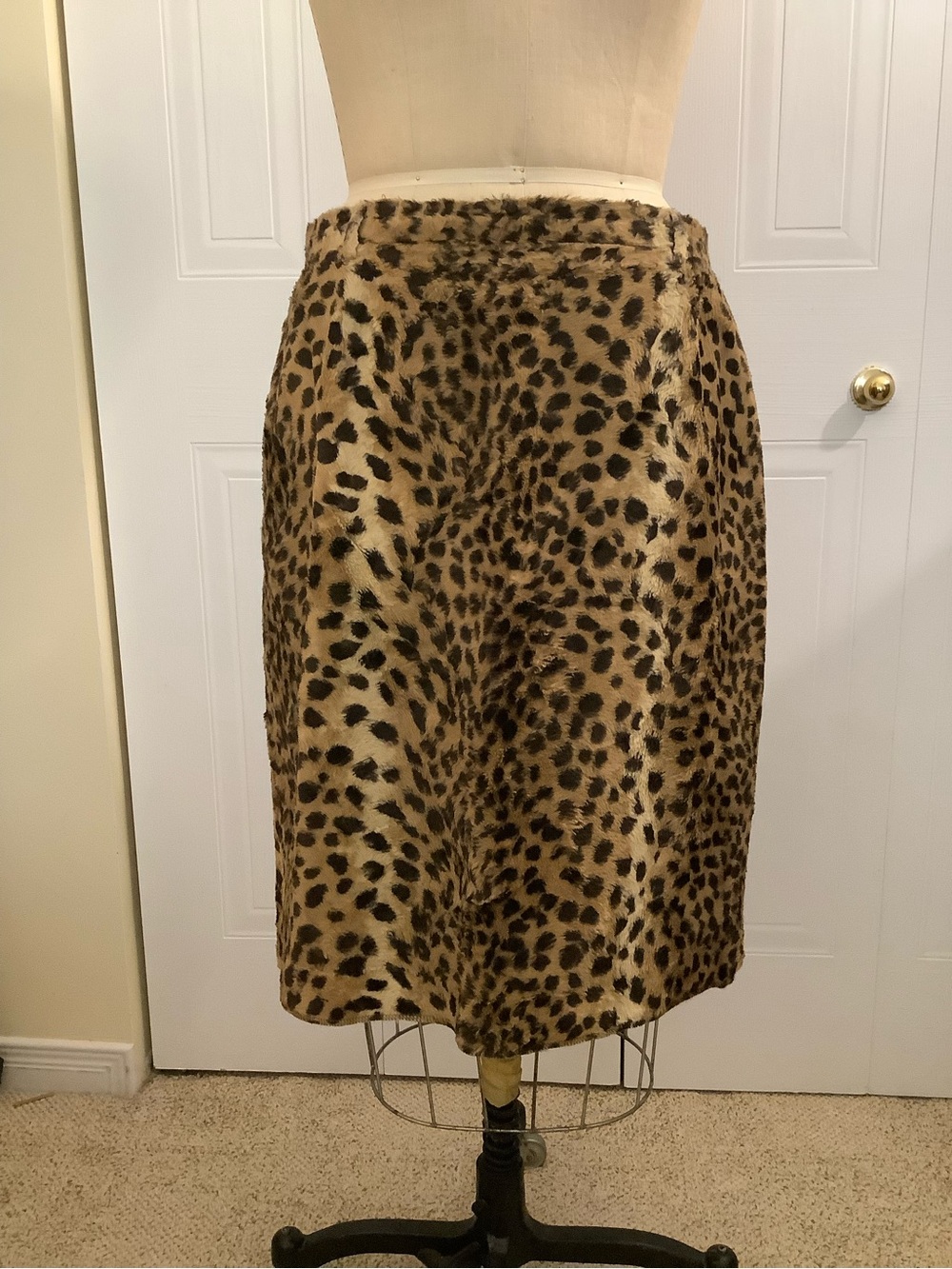Mondi Leopard Print Faux Fur A-Line Skirt - Brown and Black